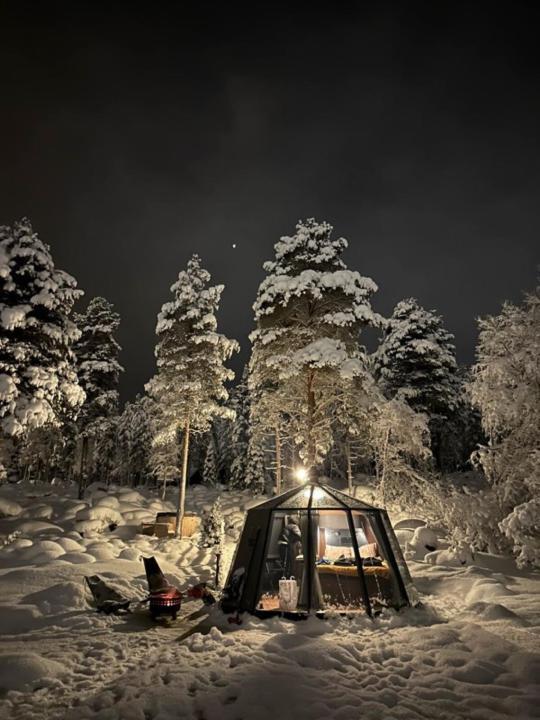 Aurora Igloo With Private Hot Tub By Invisible Forest Lodge 罗瓦涅米 外观 照片